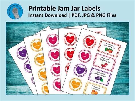 Printable Jam Jar Labels | Strawberry, Orange, Marmalade, Raspberry, Blackcurrant