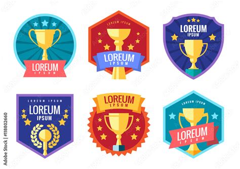 Cup winner logo. Emblems set. Stock Vector | Adobe Stock