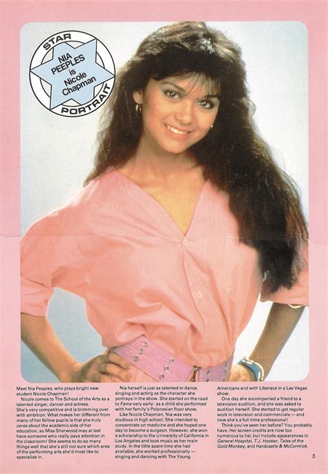 Kids From Fame Media: Nia Peeples Fame Annual 1986