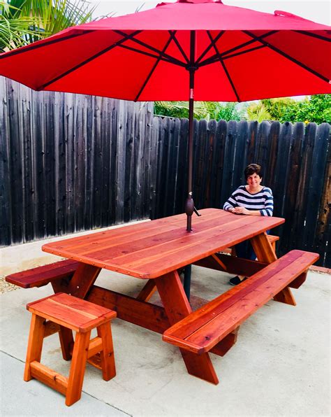 8 foot picnic table I made for my back yard. Plans were from, This Old ...