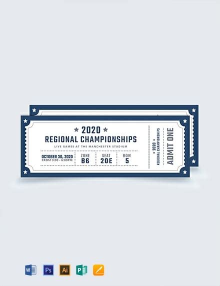 Free Sample Blank Sports Ticket Template - Illustrator, Word, Apple ...