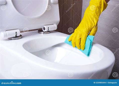 Cleaning Rimless Toilet Close-up Stock Photo - Image of cleaner, housewife: 225985444