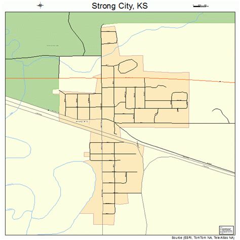 Strong City Kansas Street Map 2068650