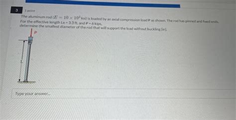 Solved The aluminum rod (E=10×103ksi) is loaded by an axial | Chegg.com