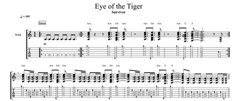 Eye of the Tiger for guitar. Guitar sheet music and tabs.