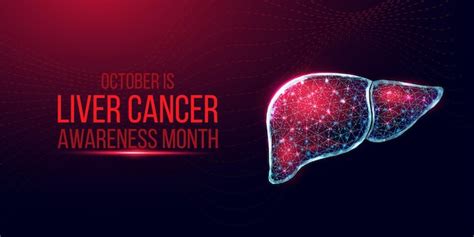 Premium Vector | Liver cancer awareness month concept. Banner template with glowing low poly ...