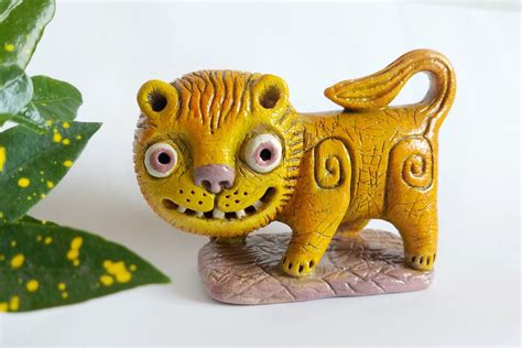 Ceramic Lion Figurine Handmade Lion Pottery Lion Orange Lion - Etsy