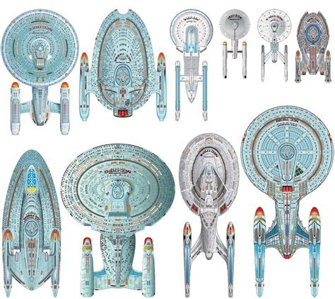 Size comparison of various types of Federation Starships Star Trek Art ...