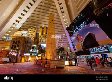 Las Vegas, AUG 6 2015 - Interior view of the Luxor Hotel and Casino ...