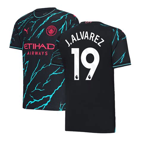 Manchester City Jersey J.ALVAREZ #19 Soccer Jersey Third Away 2023/24 ...