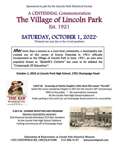 Lincoln Park Centennial Anniversary — Lincoln Park Historical Society & Museum