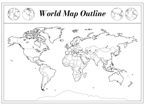 A4 Size World Map Outline in 2022 | World map outline, Cool world map, World map printable
