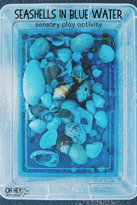 Ocean Activities for Toddlers and Preschoolers Seashells in Blue Water Sensory Play 6 - Oh Hey L ...