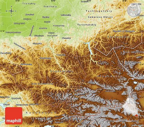 Physical Map of Altai Republic