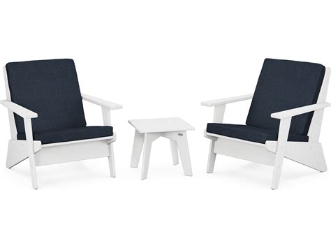 POLYWOOD® Riviera Modern Recycled Plastic 3 Piece Outdoor Patio Lounge Set | PWPWS3912