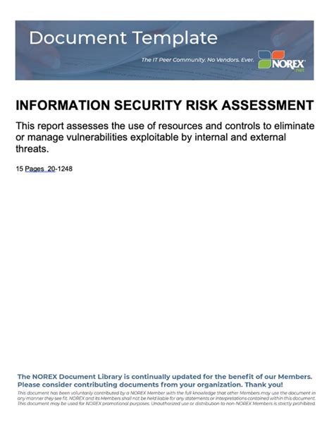 Information Security Risk Assessment Report | NOREX IT Community