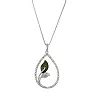 Sterling Silver 1/5 Carat T.W. Diamond Teardrop Leaf Pendant Necklace