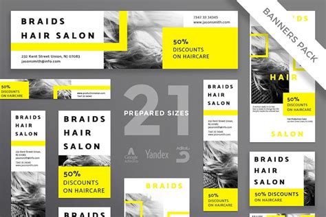 Hair Salon Banner Pack Template, Graphic Templates - Envato Elements