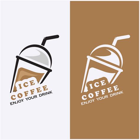 creative ice coffee drink and coffee milk logo vector illustration ...