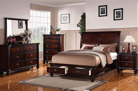 Queen Cherry Wood Bed Frame - This european style traditional ...