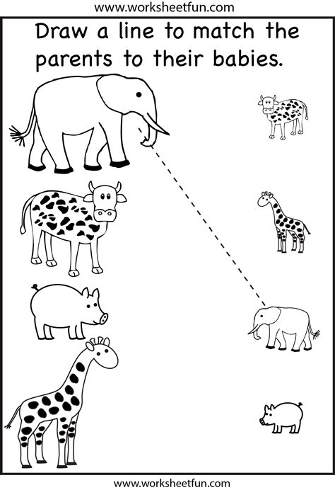 Animal Parents and Babies – Match the Parents – 2 Worksheets / FREE Printable Worksheets ...