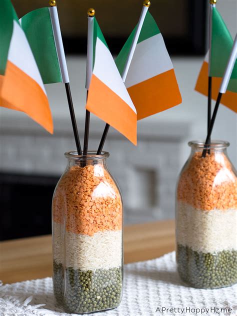 Irish Flag Centerpiece for easy St. Patrick's Day Decor.