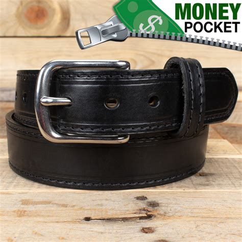 Black Stitched Leather Money Belt – Yoder Leather Company