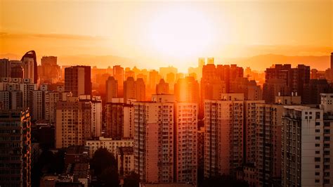 wallpaper buildings, sunset, aerial view, beijing, china HD : Widescreen : High Definition ...