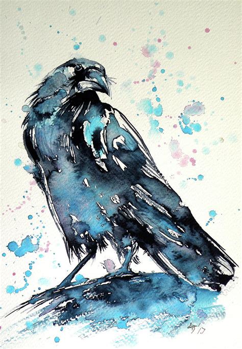 Crow Painting by Kovacs Anna Brigitta