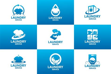 Set of laundry service logo template design