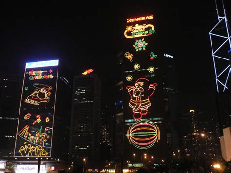 Christmas lights on buildings in H.K. | Hong Kong Hustle