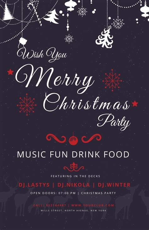 Elegant Christmas Party Poster Template [Free JPG] - Apple Pages, PSD | Template.net