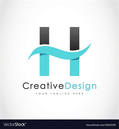 Creative h letter blue wave logo design Royalty Free Vector