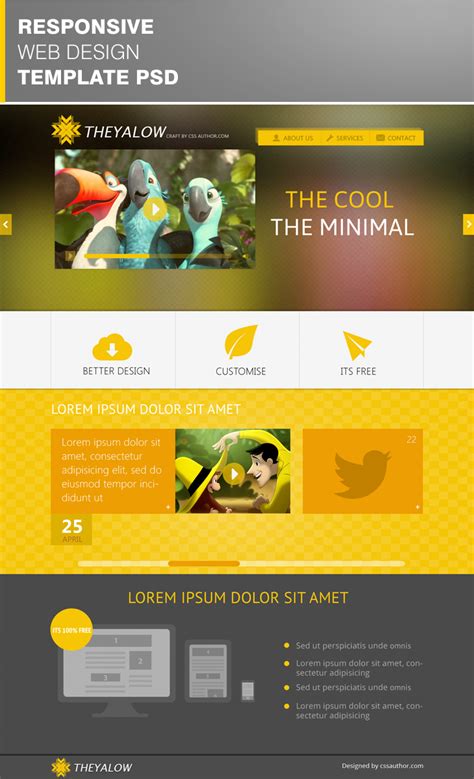 Free website Templates: THEYALOW – A Responsive Web Design Template PSD ...