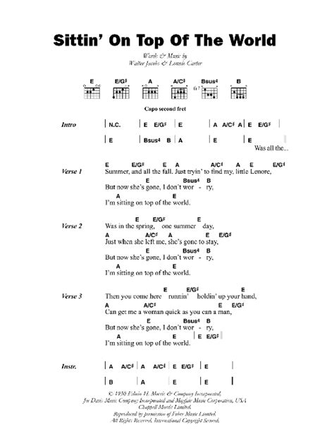 Sittin' On Top Of The World by Mississippi Sheiks - Guitar Chords ...