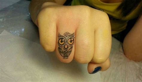 Owl Finger Tattoo