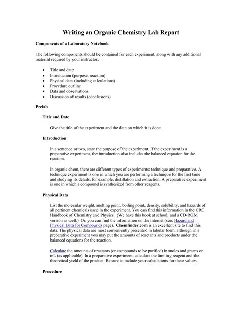 Writing an Organic Chemistry Lab Report