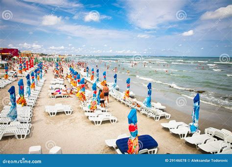 Crowded Beach with Tourists in Mamaia, Romania. Editorial Stock Photo ...