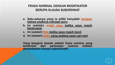 Klausa Nominal sebagai Modifikator | PPT