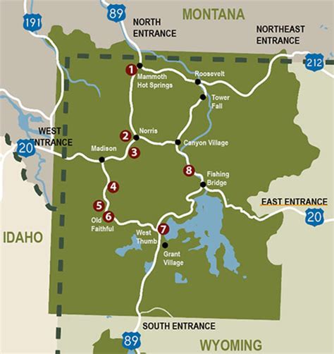 Yellowstone Figure 8 Loop Map - London Top Attractions Map