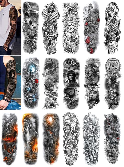 Buy DaLin Extra Large Temporary Tattoo Sleeves Full Arm Fake Tattoos ...