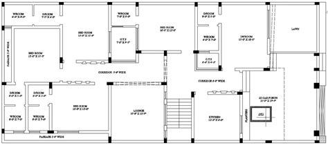 4bhk House floor plan design in AutoCAD 2D drawing. There were four ...