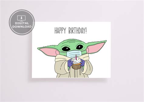 Printable Baby Yoda Birthday Card Baby Yoda Mandalorian Baby - Etsy Canada