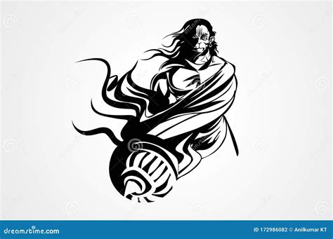 Hanuman the Hindu Religion God. Black and White Logo Stock Illustration - Illustration of logo ...