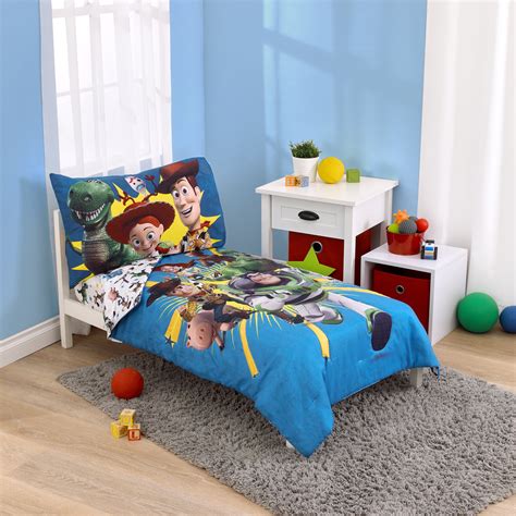 Disney Toy Story Toddler Bedding Set, "Taking Action", 4-Pieces, Blue ...