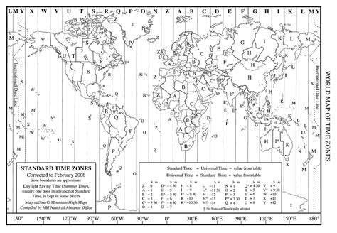 World Time Zone Map Printable Black and White - World Map with Countries