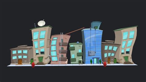 3D model Cartoon City Buildings VR / AR / low-poly | CGTrader