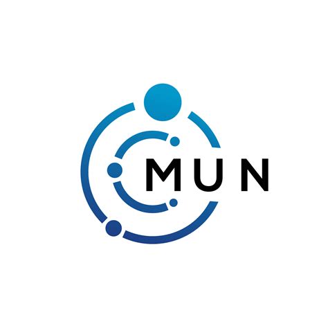 diseño de logotipo de tecnología de letra mun sobre fondo blanco. mun ...