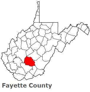 Fayette County on the map of West Virginia 2024. Cities, roads, borders ...