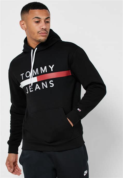 Buy Tommy Jeans black Reflective Flag Hoodie for Men in Riyadh, Jeddah